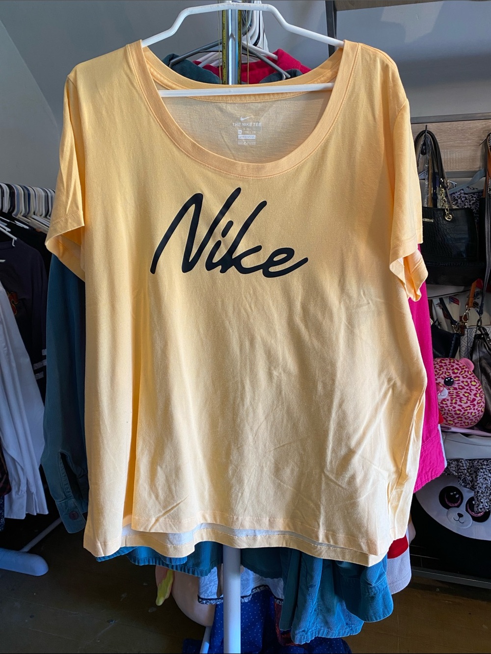 Nike Yellow Short Sleeve Logo Tee Orange Creamsickle color